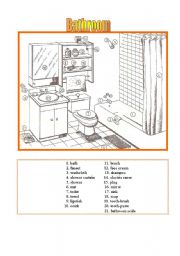 English Worksheet: Bathroom.