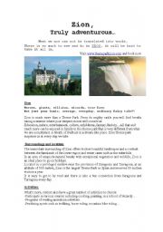 English Worksheet: Zion, an imaginary theme park