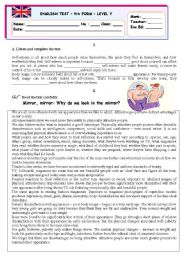 English Worksheet: Test-Body Image (Test B)