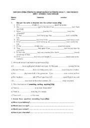 English Worksheet: 7th grade 2nd exam