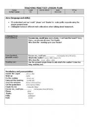 English worksheet: Lesson plan teaching Housework and role play Excuse me...