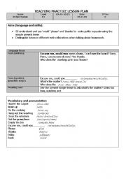 English Worksheet: Lesson plan teaching Housework and role play Excuse me...