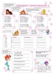 English Worksheet: PRESENT CONTINUOUS 1 WITH WINX AND BEN 10