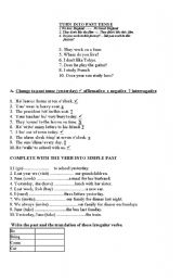 English Worksheet: SIMPLE PAST