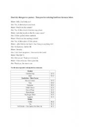 English Worksheet: Restaurant Conversation