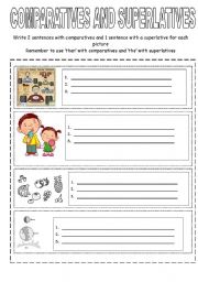 English Worksheet: comparatives and superlatives