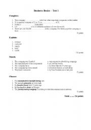 English worksheet: Busines basics test