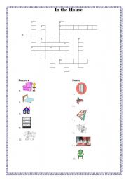 English Worksheet: Crossword: In the House