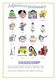 English Worksheet: Adjective order using osascomp + pictionary 
