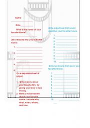 English worksheet: Movie Grammar and writing activity