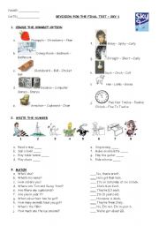 English Worksheet: SKY 1 - Test units 1 to 30