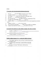 English worksheet: Relative Clauses