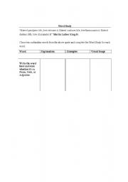 English Worksheet: Word Study using MLK Quotes