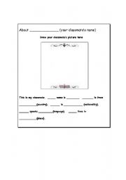 English worksheet: Your classmate