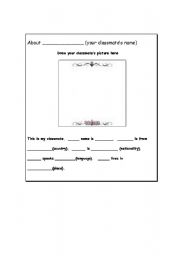 English Worksheet: Your classmate
