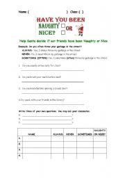 English worksheet: High School Christmas Worksheet