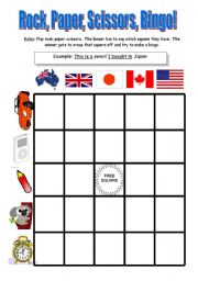 English Worksheet: Reduced Relative Clause: Rock Paper Scissors Bingo