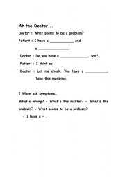 English worksheet: At the doctor...