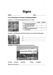 English worksheet: Signs