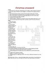 English Worksheet: Christmas crossword