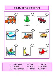 English Worksheet: TRANSPORTATION