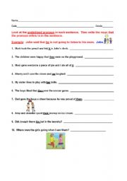 English Worksheet: pronoun