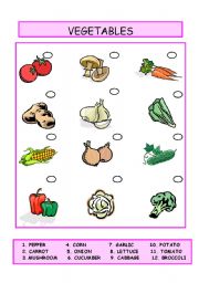 English Worksheet: VEGETABLES