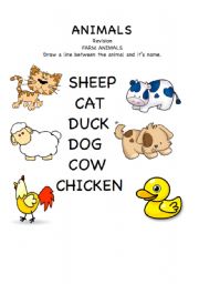 English Worksheet: Farm Animals match up 