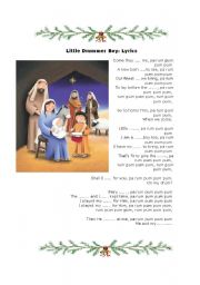 The little drummer boy, christmas fill in activity