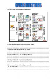 English Worksheet: GIVING DIRECTIONS