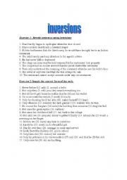 English Worksheet: Inversions