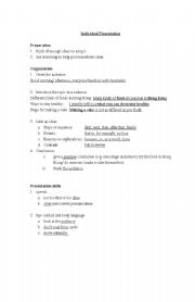 English worksheet: notes for individual presentation