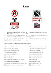 English worksheet: rules