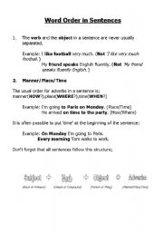 English worksheet: word order easy