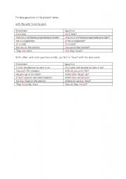English worksheet: Forming questions - present tense