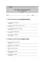 English worksheet: Grammar test