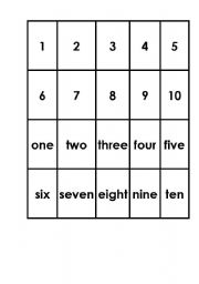 English worksheet: 1-10 memory game