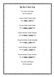 English Worksheet: poem about colours