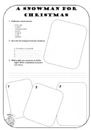 English Worksheet: a snowman for christmas