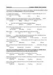 English worksheet: multipe choice questions test