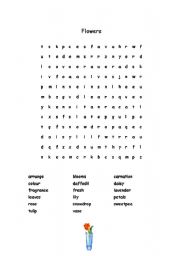 English worksheet: Flowers Word Search