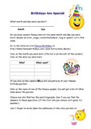 English worksheet: spacial birthday