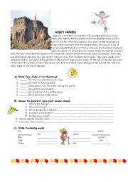 English Worksheet: Aye went to holiday