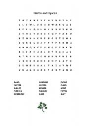 Word Search Herbs and Spices