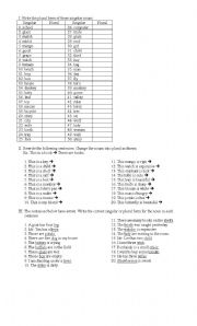 English worksheet: singular plural