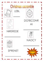 English worksheet: christmas scramble