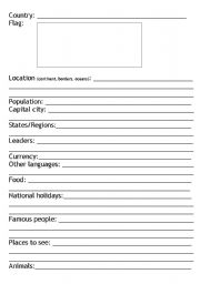 English Worksheet: Country profile