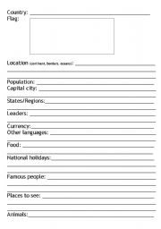 English worksheet: Country profile