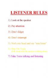 English Worksheet: Listener Rules in Conversation