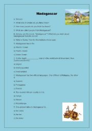 English Worksheet: Madagascars Quiz